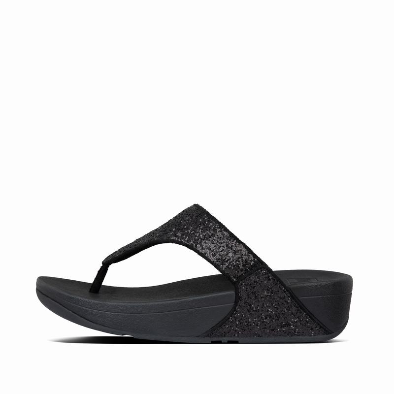 FitFlop Lulu Glitter Schwarz/Weiß - FitFlop Zehentrenner Damen Sale [MWLI-05318]